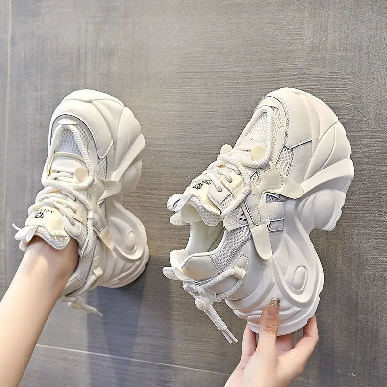 VibeWear™ Sneakers Femme Chunky Blanches — Dad Shoes Semelle Épaisse & Sangles