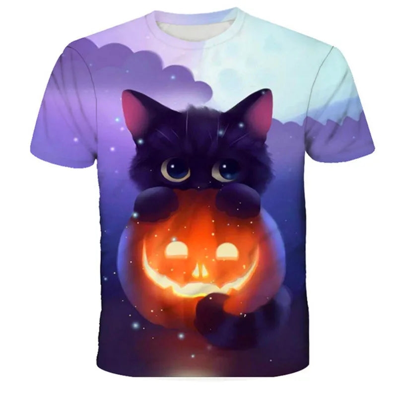VibeWear™ T-Shirt Enfant Kawaii Chat 3D — Unisexe 7-13 Ans