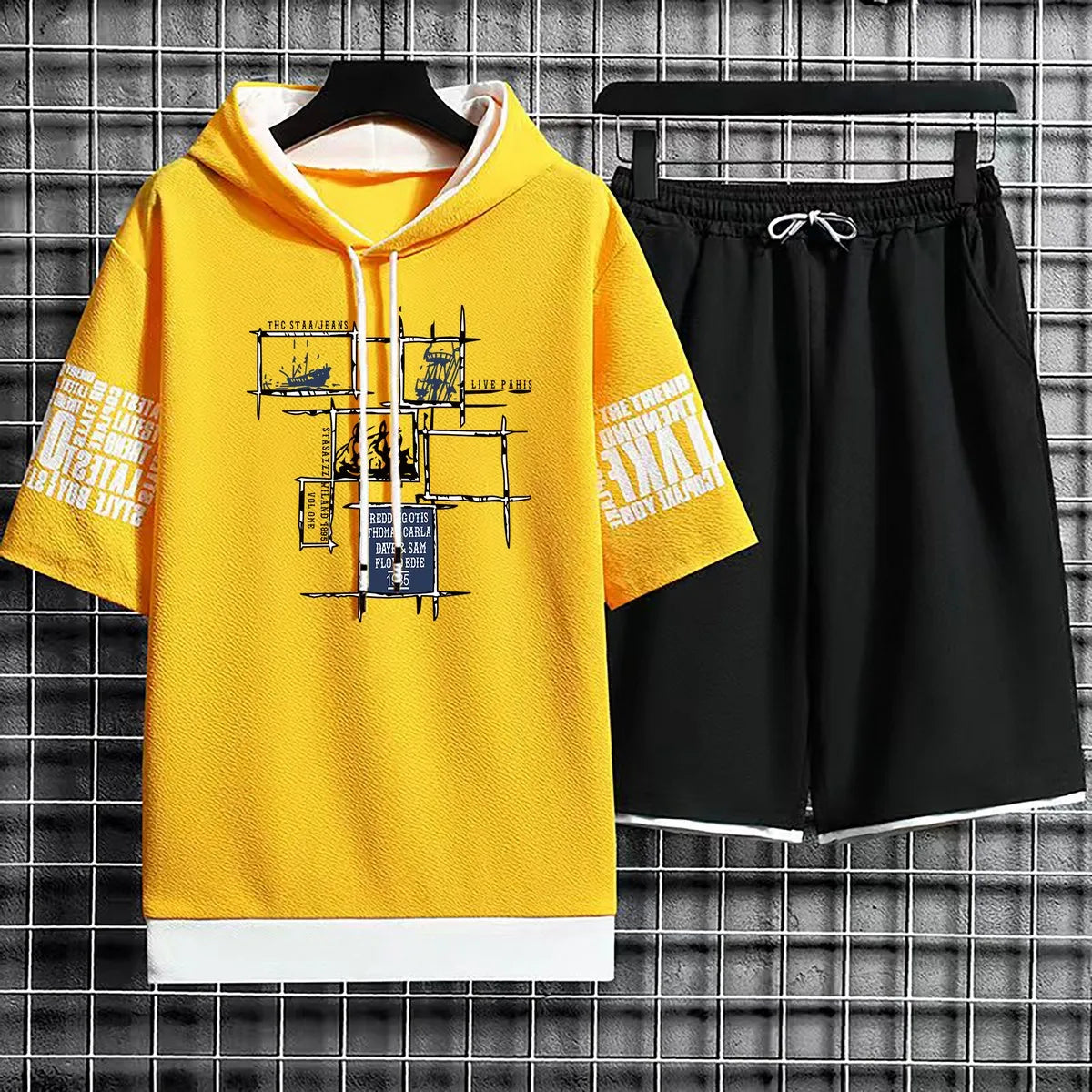 VibeWear™ Short-Sleeve Hoodie & Shorts Set