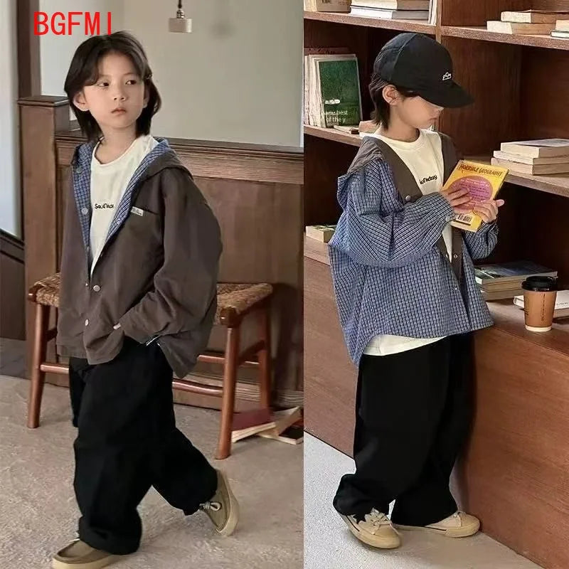 VibeWear™ Veste Coupe-Vent Enfant Double Face — Style Coréen 3-12 Ans