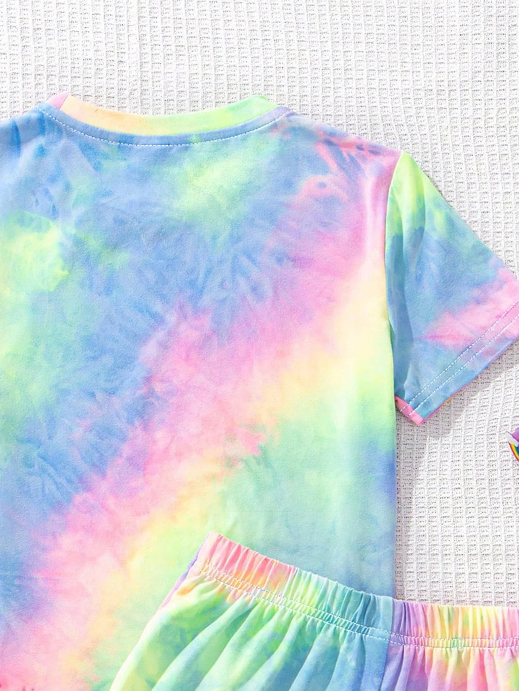 VibeWear™ Ensemble Fille 2 Pièces Tie-Dye Arc-en-Ciel — Été 4-12 Ans