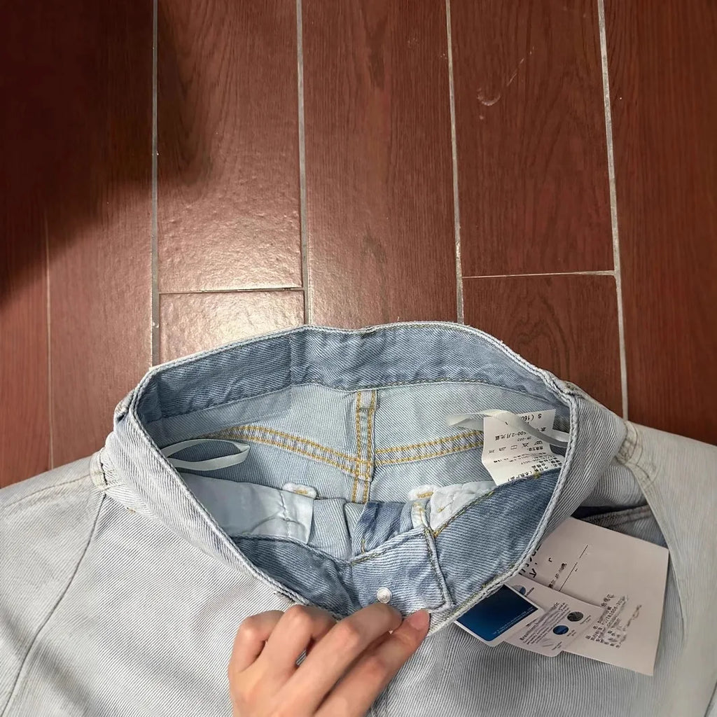 VibeWear™ Light Wash Pink Tag Denim Jeans
