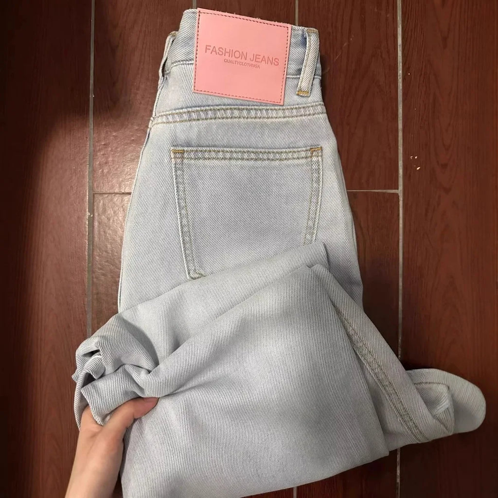 VibeWear™ Light Wash Pink Tag Denim Jeans