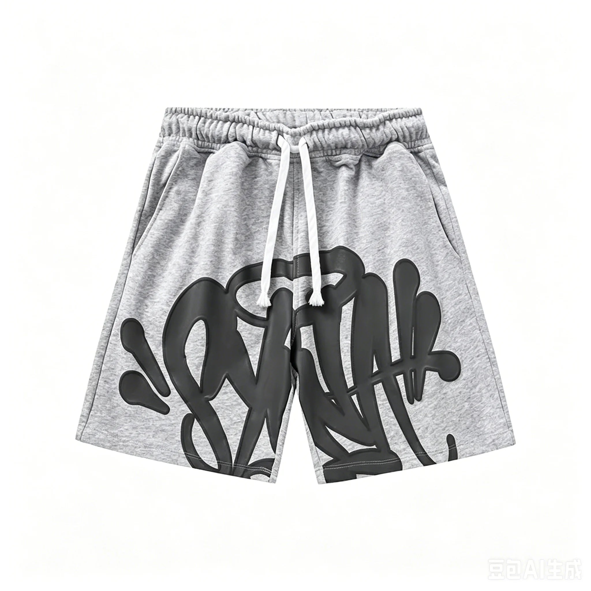 VibeWear™ Short Streetwear Noir Graffiti Lettres Blanc — Séchage Rapide Unisexe