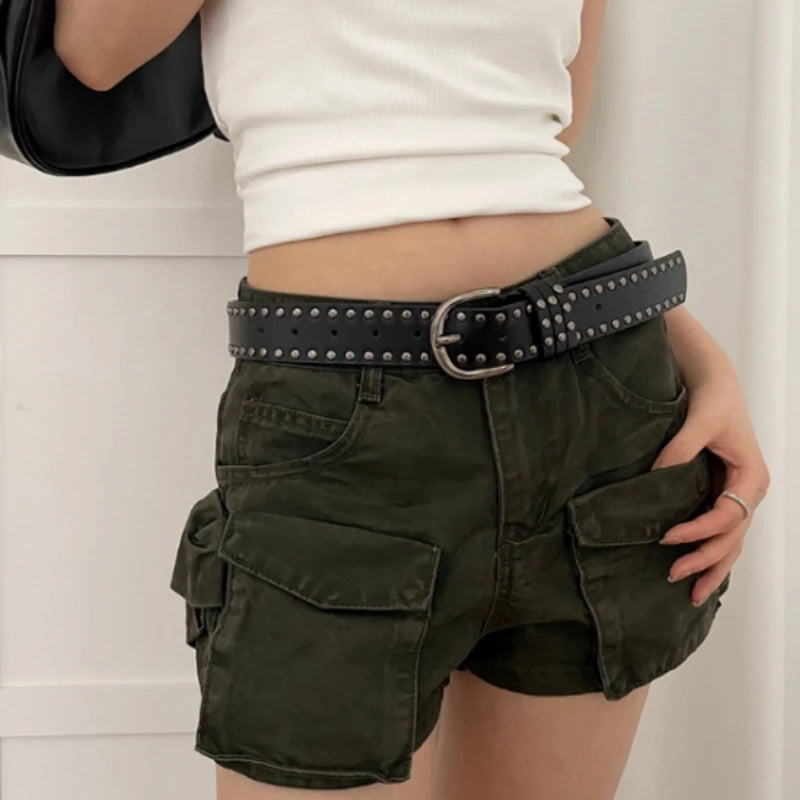 VibeWear™ Ceinture Femme Streetwear Rivets PU — Style Punk Fashion