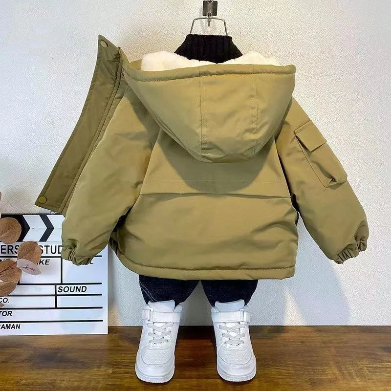 VibeWear™ Veste Garçon Hiver Polaire à Capuche — Chaude & Casual 4-6 Ans