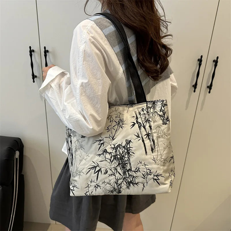 VibeWear™ Tote Bag Femme Grande Capacité — Broderie Florale Style Urban